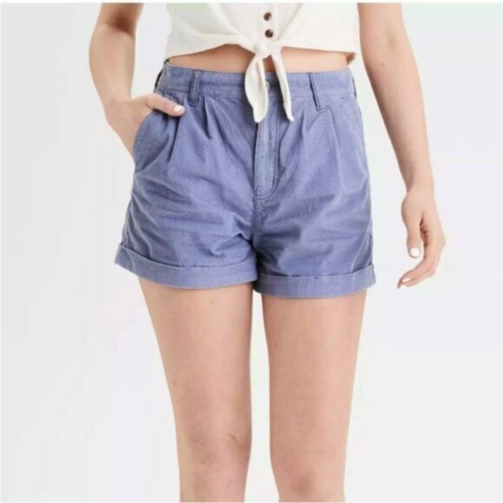AE Periwinkle Corduroy Mom Shorts